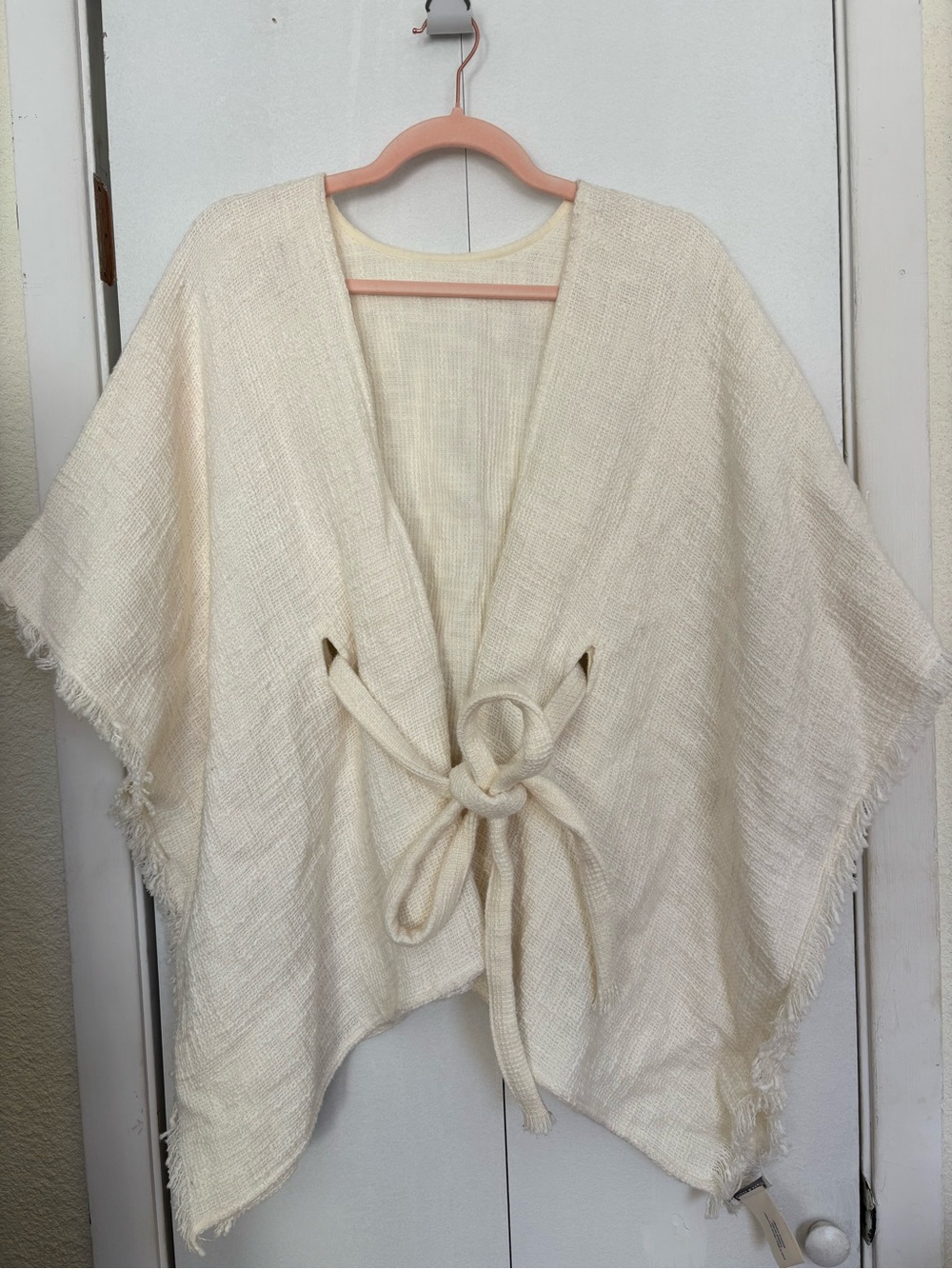 Lucky Brand Cream Belted Cotton Wrap/Shawl